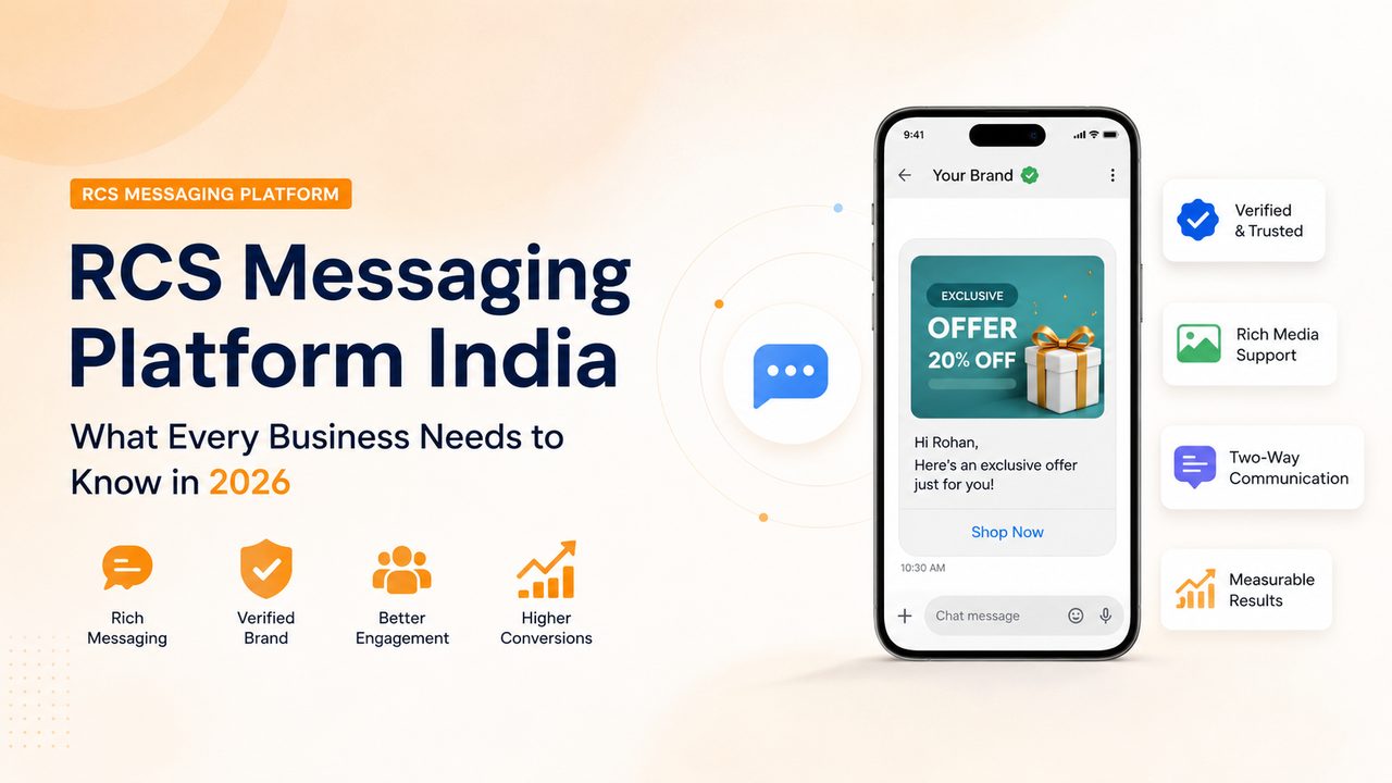 RCS Messaging Platform India 2026 featuring verified business messaging, rich media communication, branded customer engagement, and interactive RCS campaigns.