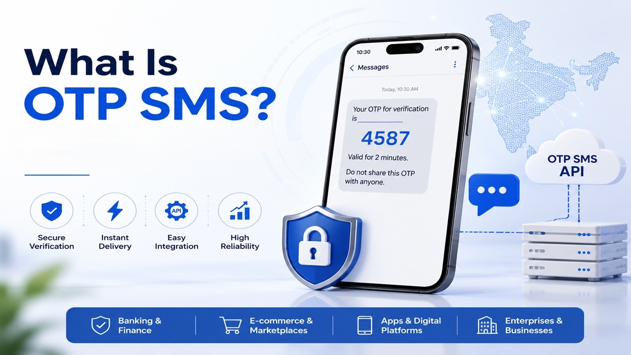 OTP SMS API Provider in India with secure OTP verification, instant SMS delivery, and API integration for business authentication.