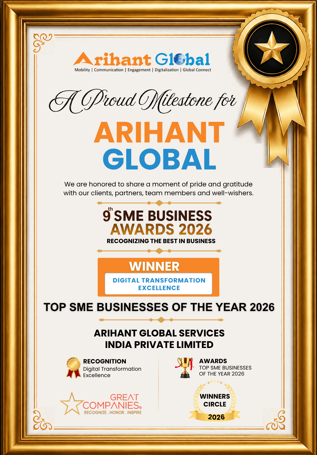 Arihant Global - 9th SME Business Awards 2026